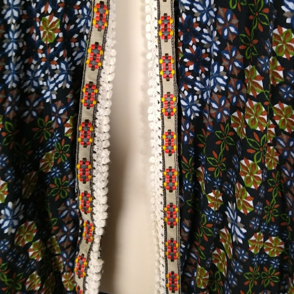 UMGEE Sz S/M Boho Flora Crochet Kimono Dolman Trim - Picture 5 of 6